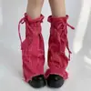Meia de Empilhar Feminina Jeans com Alça de Chifre Micro Estilo Y2K Subcultura Menina Rosa Dopamina Cobertura Explosiva Cruzada para Perna