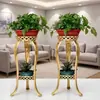 Soporte de flores de hierro forjado, estilo europeo, de pie, estante para macetas de interior de varios niveles para sala de estar y balcón, adecuado para plantas en maceta como plantas araña y plantas en maceta.