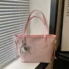 Bolsa Tote Estilo Coreano para o Dia a Dia Bolsa de Ombro Bolsa Tote de Axila Tendência Estilosa Estrela Transferência Térmica Grande Capacidade 2026 Novo Pingente