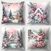 Funda de Almohada Nueva de Navidad Temu Papá Noel Dibujos Animados Estampado de Lino Decoración Festiva para el Hogar Funda de Almohada