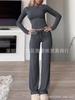 En stock 2025 Otoño Transfronterizo Ropa de Mujer Amazon Caliente Color Sólido Pantalones Manga Larga Casual Moda Traje de Dos Piezas