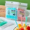 Tenedor de fruta desechable de plástico de dos dientes para uso doméstico, tenedor de postre para pastel de frutas, tenedor pequeño para postre