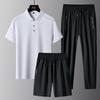 Conjunto de Tres Piezas Transpirable de Secado Rápido Camisa Polo con Cuello de Solapa Pantalones Casuales Transpirables de Seda de Hielo Traje Deportivo