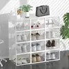 Caja de Zapatos Transparente de Plástico, Tamaño Pequeño con Puerta Magnética, a Prueba de Polvo, Marco Doble Reforzado, Gabinete de Almacenamiento Plegable para Zapatos de Entrada, Venta al por Mayor