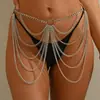 Corrente Corporal Multi-Camadas Personalizada Retro Simples Elegante Dourada e Prateada Conjunto de Corrente de Cintura com Franja Geométrica Exagerada para Mulheres