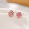 Brincos Stud Prata Yilu Turmalina Prata Esterlina S925 Banhado a Ouro Rosa Cubos Diamante Incrustado Super Brilhantes Dropshipping