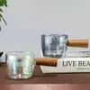 Mini Xícara de Latte com Cabo de Madeira, Leiteira, Pires para Molho, Xícara Pequena de Leite, Xícara de Café de Vidro Estilo Japonês com Escala, Leiteira Pequena