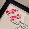 Edição Pai e Filho YiheUnhas Vestíveis Feitas à Mão Estilo Fofo Óleo Fluido Urso Coração Rosa Vermelho Adesivos de Unha Produto Acabado Atacado