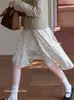 Falda Midi Elegante Casual Versátil de Lunares Línea A a la Moda Retro Eggk para Mujer, Primavera de Cintura Alta