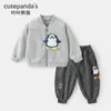 Conjunto infantil Kaka Panda, roupas de outono para meninos, conjunto casual de jaqueta para bebê, roupas da moda de outono para meninas