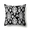 Funda de Almohada de Poliéster Funda de Almohada Estampada en Blanco y Negro Funda de Cojín de Cintura Cojín Geométrico Funda de Cojín de Mesita de Noche QTA33