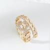 Anel Simples Estilo Coreano Feminino Diamante Completo Distintivo Abertura Ajustável Anel de Diamante Nicho Anel de Dedo de Alta Qualidade