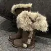 Zapatos de mujer Utopia 2025 invierno nuevo estilo ruso de caña alta con hebilla forro grueso de felpa de moda versátiles cálidos botas de nieve