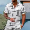 Nueva camisa de manga corta transpirable sin planchar para hombre de comercio exterior con estampado 3D a rayas, camisa casual hawaiana de playa