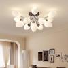 Lámpara de Techo Color Nogal Flor de Lirio del Valle Luz Principal para Sala de Estar Moderna Simple Luz para Dormitorio Flor de Magnolia Lámpara Popular