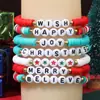Nuevas Pulseras Navideñas Europeas y Americanas, Conjunto Combinado de Pulseras de Arcilla Suave y Aleación con Cuentas Navideñas de Moda y Versátil Listo para la Venta