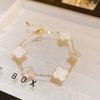 Pulsera de Trébol de Cuatro Hojas de Zircón, Diseño Versátil, Pulsera de Moda para Desplazamientos, Lujo Ligero, Joyería de Alta Gama para Mujer al Mayoreo