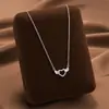 Comercio Exterior de Amazon Venta Caliente Collar de Acero de Titanio Temperamento Femenino Circonita Microincrustada Personalidad Cadena para Clavícula de Alto Sentido Colección Joyería