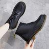 Botas Clássicas 1460 Martin de Seis Furos com Sola Reta, Botas Curtas Biker de Estilo Britânico Retrô com Sola Grossa, Botas da Moda em Couro de Vaca