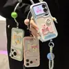Collar con cordón de bola colorida con parche de cachorro se transforma instantáneamente en una funda compatible con iPhone 17 Pro Max de cielo estrellado de dopamina para iPhone 16