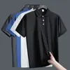 POLO de Manga Corta para Hombre Camiseta de Seda de Hielo sin Marcas Color Sólido Solapa Verano Transpirable Casual Holgada Top a la Moda Combinable con Todo
