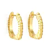 Brinco de argola de mola dourado simples europeu e americano, moda hip hop, estilo frio, anel liso de aço inoxidável, brincos retrô de comércio exterior