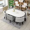 Mesa de Conferência Oval Simples e Moderna para 6-8 Pessoas Mesa Longa Biblioteca Sala de Leitura Treinamento Recepção Combinação de Mesa e Cadeira
