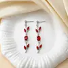 Pendientes de Hoja y Pétalo Estilo Europeo y Americano Más Vendidos Transfronterizos, Pendientes de Lujo Ligero de Hoja y Tulipán de Moda al por Mayor