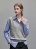 Versátil Chaleco Nuevo de Punto Cuello en V Color Sólido 2026 Chaleco para Mujer Estilo Escolar 6232