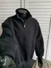 Moletom casual estilo americano com zíper parcial e gola alta para homens, outono, peso pesado, silhueta solta, jaqueta esportiva jovem, camada base