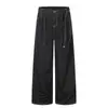 Jeans Retro Americanos de Mezclilla Cruda con Cordón para Hombre, Pantalones Casuales de Pierna Recta Sueltos de Longitud hasta el Suelo, Pantalones Anchos Informales de Estilo High Street