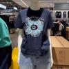 Playera Casual de Algodón Copo de Nieve Adelgazante Estilo Coreano Suave y Cómoda para Mujer, Playera de Moda con Personalidad Holgada con Estampado Floral para Mujer