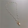 Colar de pérola de água doce com fecho ot de moda coreana, design de pérola de imitação de grão pequeno, corrente para suéter, acessórios de moda para o dia a dia