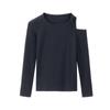 Playera de Moda con Hombros Descubiertos para Mujer, Nueva Camiseta Básica de Manga Larga Ajustada, Top Estudiantil para Capa Interior, Otoño 2025