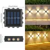 Luminária de parede lavadora de ambiente alimentada por energia solar, emitindo luz para cima e para baixo, luz de parede decorativa, lâmpada de parede à prova d'água para jardim externo e pátio