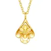 China Assento Dourado Dourado 999 Ouro Puro Gota d'Água Lótus Pingente Colar Casual Feminino Presente do Dia das Mulheres para Mãe