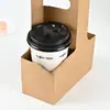 Bolsa de Papel para Empacar Marrón Portavasos para Taza de Té con Leche Café Empaque para Llevar Bolsa Portavasos para Taza Tarjeta Blanca Portavasos para Taza de Papel Kraft