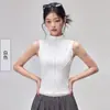 Moda Roupa de Yoga Versátil Colete com Zíper Completo para Mulheres Exquisito Gola Alta Modelagem Emagrecedora Zíper Autotravante Colete de Pilates