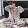 Pijama para niños, ropa de estar cálida de forro polar coral para otoño e invierno, conjunto de franela de corte holgado para niños y niños mayores