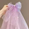 Pasador de Pelo para Niña Frozen Accesorios para el Cabello Niña Pequeña Elsa Princesa Pasador con Velito Lazo de Princesa Tocado de Gasa Flotante