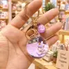 Llavero creativo de aceite líquido, arena movediza, bola de cristal, unicornio flotante, coche, lindo bolso, colgante pequeño.
