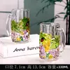 Copo de Vidro Pintado com Uvas Estilo Pastoral, Copo de Chá Resistente ao Calor, Copo de Suco, Copo de Água para Escritório, Copo de Vidro para Sala de Estar Doméstica com Alça