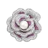 Nuevo Corsage de Nicho de Gama Alta Flor de Zirconia Perla Hebilla Magnética Accesorios Moda Banquete Flor Hebilla Magnética