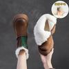 Shanghai Jiejie 2024 Invierno Nuevo Botas de Nieve Cálidas con Combinación de Colores Suela Gruesa de Lana Botas Retro de Caña Media Zapatos Cómodos para Mujer