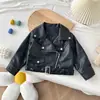 Jaqueta de Couro Estilo Coreano para Meninas 2026, Novo Casaco Fashion de Primavera e Outono, Jaqueta Curta de Couro para Motociclistas de Meninas, Casaco de Manga Longa