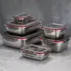 Caja para Conservar Alimentos Frescos de Acero Inoxidable 304, Cuadrada, Sellada, Hermética, Fiambrera con Tapa, Caja de Almacenamiento para Refrigerador de Gran Capacidad