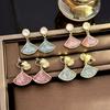 Brincos de cristal em forma de leque de moda estilo coreano sem furos para orelhas, brincos de design de nicho avançado, brincos de luxo simples e leves