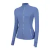 Jaqueta LU com gola alta e zíper dourado, casaco esportivo de manga longa, top de alta elasticidade slim-fit para corrida, fitness e yoga para mulheres