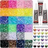 Em Estoque Atacado Conjunto de Cores Mistas com 40 Compartimentos Strass de Resina com Fundo Plano 3mm Acessórios para Unhas Artesanais DIY Acessórios para Roupas