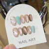 Qianfan [Crujiente Inteligente] Estilo Coreano INS Pintado a Mano Sensación de Alta Gama Completamente Hecho a Mano Uñas Portátiles Pegatinas para Uñas Uñas Postizas